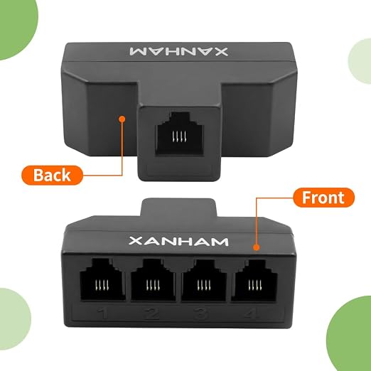 RJ11 Cable 4 Way Splitter 6P4C Connector Phone Line Cord Adapter - Image 4
