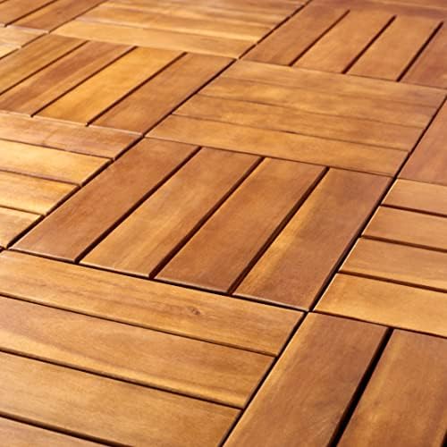 SAFAVIEH Outdoor Phuket Wood Deck Tile, 11.8" Natural PAT7904A - Image 6
