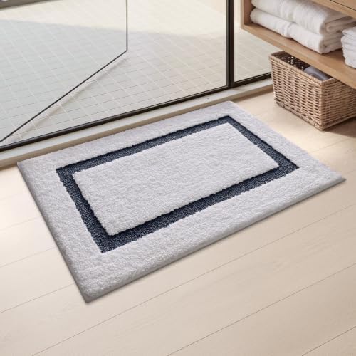 Color&Geometry Mini White Bathroom Rugs 24x16, Extra Soft Absorbent Microfiber by COLORG