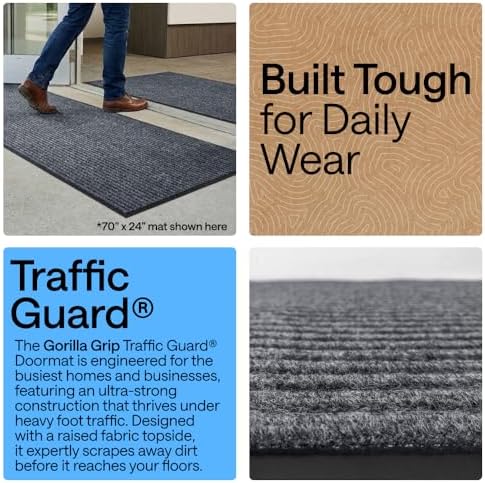 GORILLA GRIP Traffic Guard Indoor Outdoor Heavy Duty Door Mat 35x23 Lt Gray - Image 3