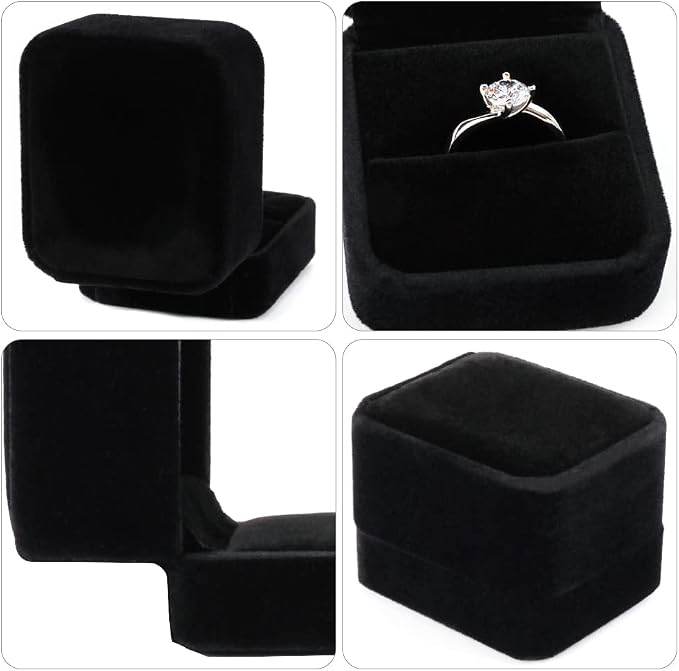 iSuperb 2 Pieces Velvet Ring Box Classic Jewelry Gift Boxes - Image 2
