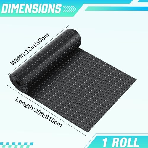 Breling 12 in X 20 ft Rubber Diamond Plate Garage Floor Mat - Image 2