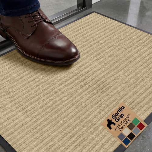GORILLA GRIP Traffic Guard Indoor Outdoor Heavy Duty Door Mat, 29x17 Beige by GorillaGrip
