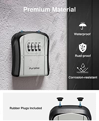 Puroma Key Lock Box Outdoor 4 Digit Code Combination Lockbox House, 2 Gray - Image 5
