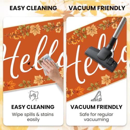 Hello Fall Kitchen Mats, Autumn Pumpkin Kitchen Rugs Set of 2 - Image 5