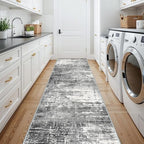 Washable 12ft Kitchen Area Rug: Abstract Entryway Rug Runner Soft Bedroom - Image 5