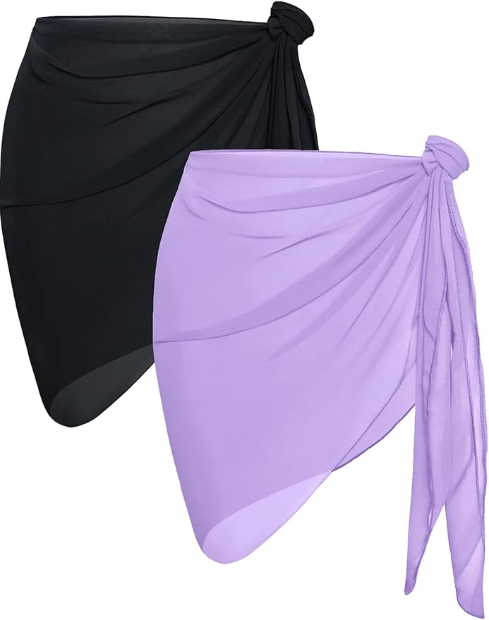 CHICGAL 2 Pieces Women Beach Sarong Bathing Suit Wrap Skirt Sheer Bikini by CHICGAL