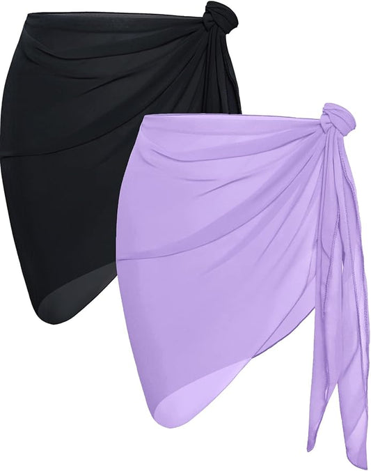 CHICGAL 2 Pieces Women Beach Sarong Bathing Suit Wrap Skirt Sheer Bikini by CHICGAL
