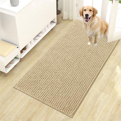 OLANLY Dog Door Mat for Muddy Paws 44x24, Extra Absorbent Chenille Mud Mat by OLANLY