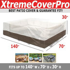 140D x 70W x 30H UV-proof Waterproof Furniture Patio Cover 520D beige brown two - Image 3