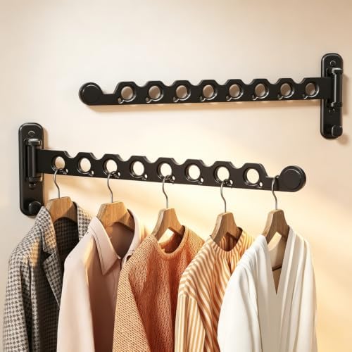 Wall Mounted Clothes Hanger Rack, Foldable Space Saving Laundry Rack by iMonse