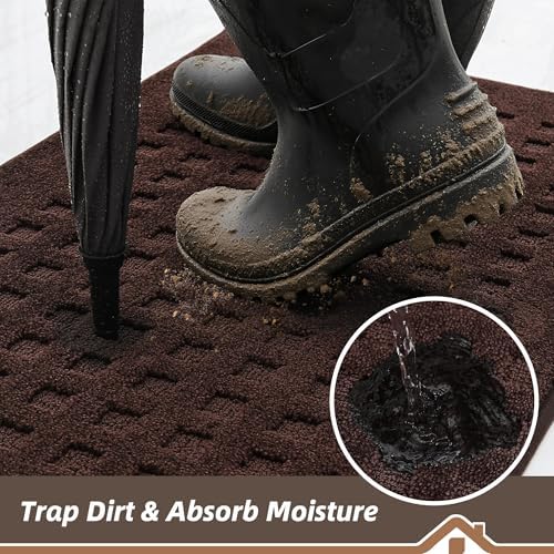 BEQHAUSE Dirt Trapper Door Mats 32"x48", Non Slip Washable, Dark Brown - Image 3
