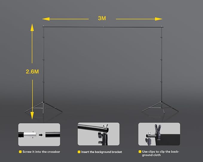 RALENO Photography Lighting Kit, 8.5x10ft Photo Backdrops Stands - Image 5