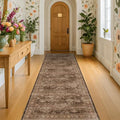 Brown Boho Washable 2x7 Runner Rugs by HazoHaus
