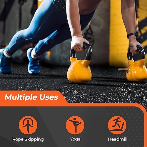 SUPERJARE 0.4'' Thick 6 Pcs 24 Sq Ft Rubber Top Exercise Equipment Mats - Image 5