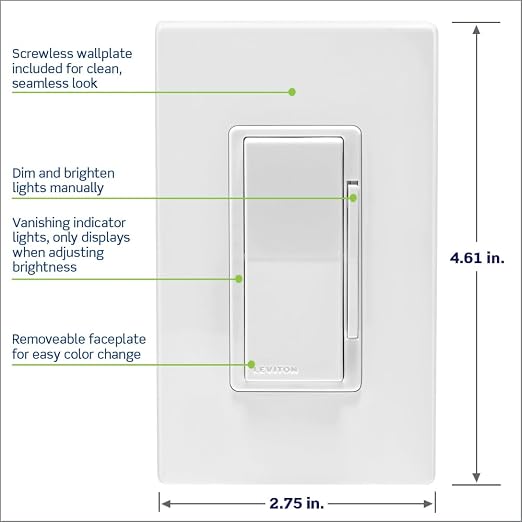 Leviton Decora Smart Dimmer Z-Wave 800 Series - Image 5
