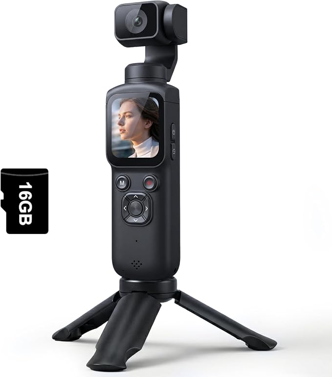 4K Vlogging Camera with 330° Rotating Lens & Face Tracking, Portable Pocket by Unknown