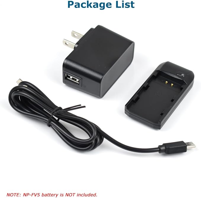 NP-FV5 Battery Charger with Charging Plug and USB Cable - Image 7