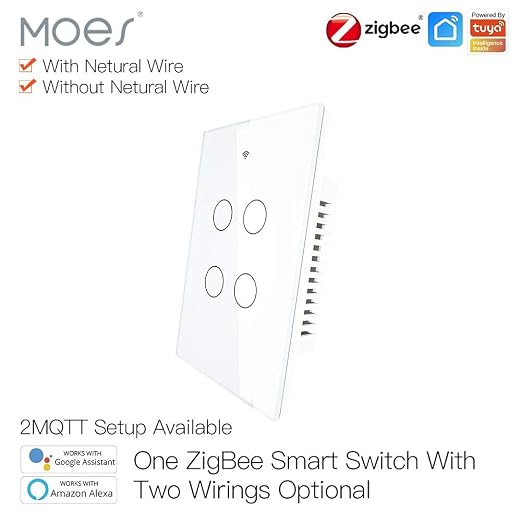 MOES ZigBee Smart Touch Wall Light Switch, Requires Tuya ZigBee Hub, No Neutral - Image 8