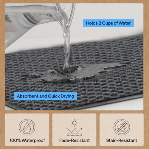 GORILLA GRIP Traffic Guard Indoor Outdoor Heavy Duty Door Mat, 29x17 Gray - Image 5