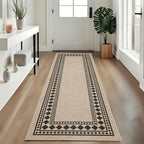GarveeHome Jute Runner Rug 2x6 Washable Easy Jute Rug Non-Slip, Modern Bordered by GarveeHome