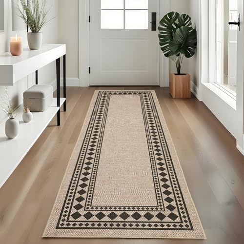 GarveeHome Jute Runner Rug 2x6 Washable Easy Jute Rug Non-Slip, Modern Bordered by GarveeHome