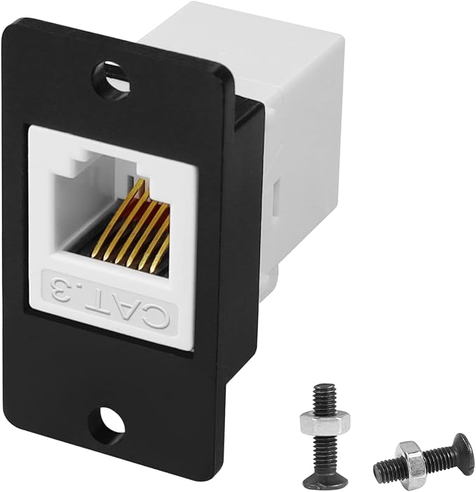 QIANRENON CAT3 RJ12 6P6C Rectangular Panel Telephone Line Adapter RJ12 6P6C by QIANRENON