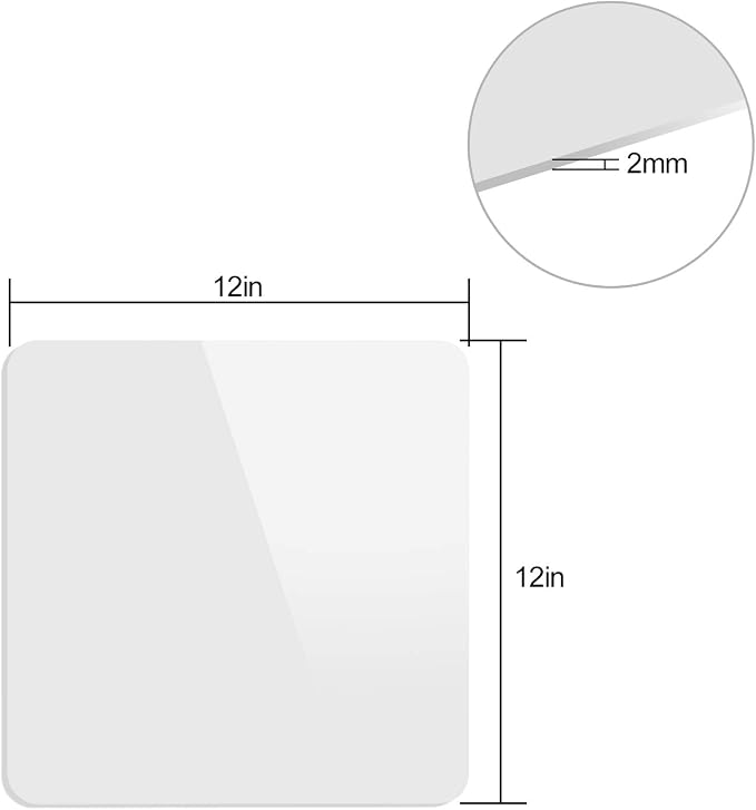 KINJOEK 12 x 12 Inch Acrylic White & Black Reflective Display Table Riser - Image 2