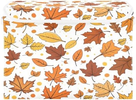 Bolaz Storage Bins with Lids and Handles, Maple Leaf Pattern Storage Box Basket - Image 2