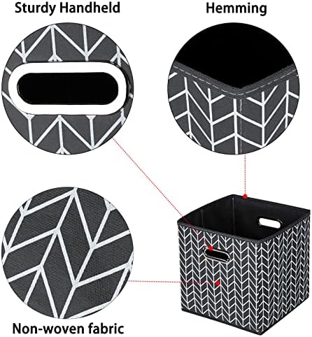 Black Foldable Storage Cubes Bins, Fabric Storage Box Cubes Organizer Baskets - Image 6