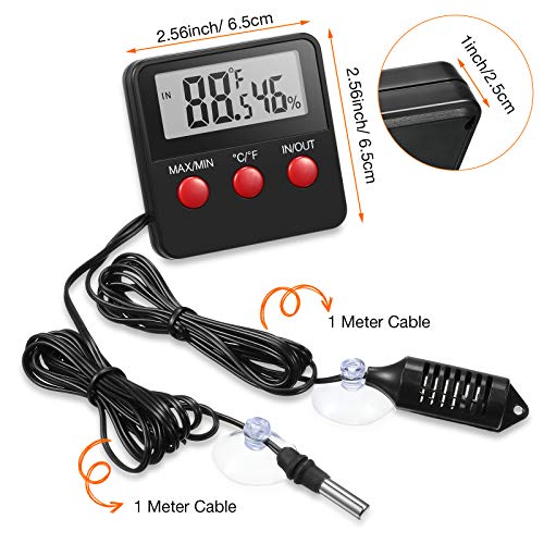 Weewooday 2 Pcs Reptile Thermometer and Humidity Gauge Reptile Terrarium - Image 2