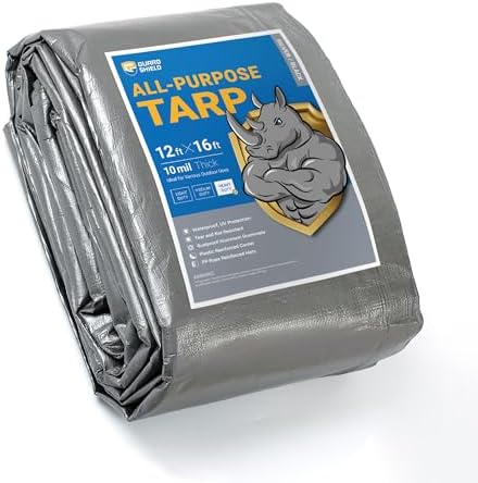 GUARD SHIELD Heavy Duty Tarp 12x16 Feet Silver/Black Multi Purpose Thick by GUARDSHIELD