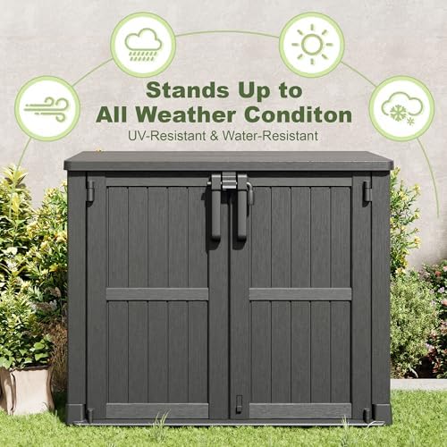 Plastic Outdoor Storage Shed, 37 Cu Ft Weatherproof Outdoor Storage Box - Image 4