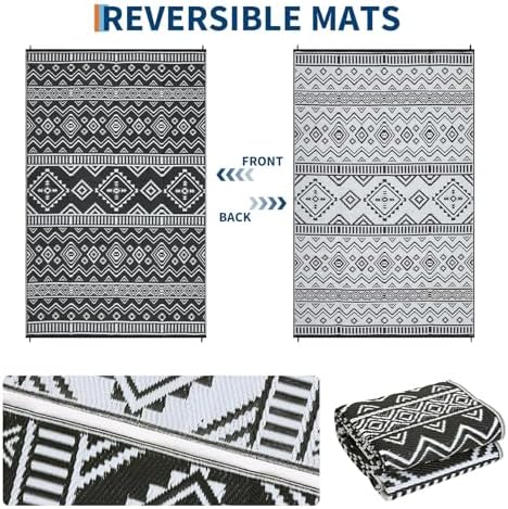 Garvee Outdoor Rug 9x18 Waterproof Reversible Boho Plastic Straw Mat, - Image 4