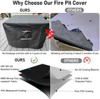 QH.HOME Fire Pit Cover Square 44", 600D Heavy Duty Fabric 100% Waterproof - Image 4
