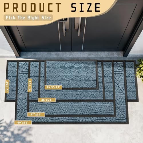Yimobra Indoor Outdoor Mats for Front Door, Mix Blue - Image 2