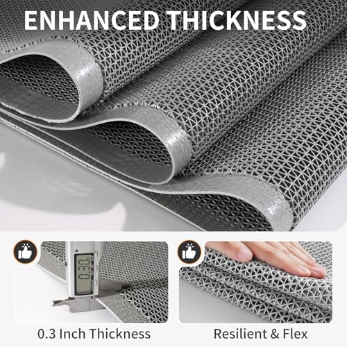 Front Door Mat Outside Entrance Drainage Doormat Grey 20"x31" - Image 6
