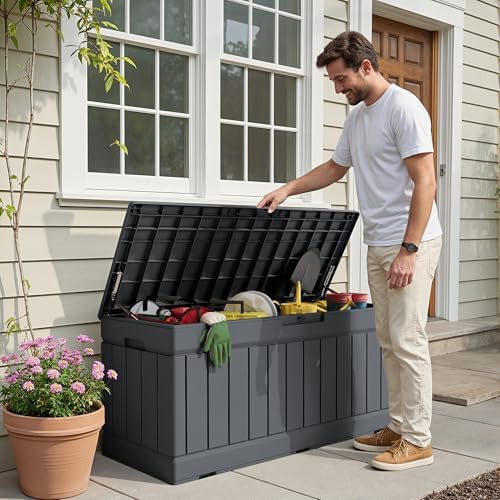 Devoko 78 Gallon Deck Box, Waterproof Resin Outdoor Storage Box - Image 3