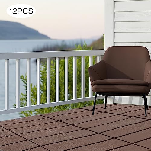 12"x12" Interlocking Deck Tiles, Modern Plastic Wood Outdoor Flooring Tiles - Image 3