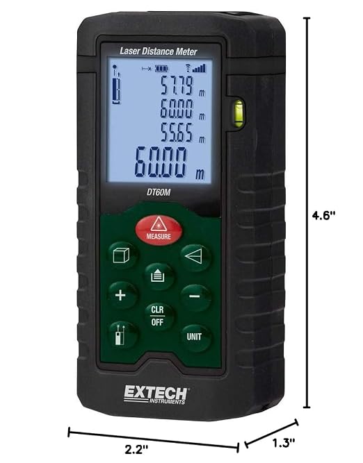 Extech DT60M Laser Distance Meter – 196 ft/60 m Digital Laser Measure - Image 3
