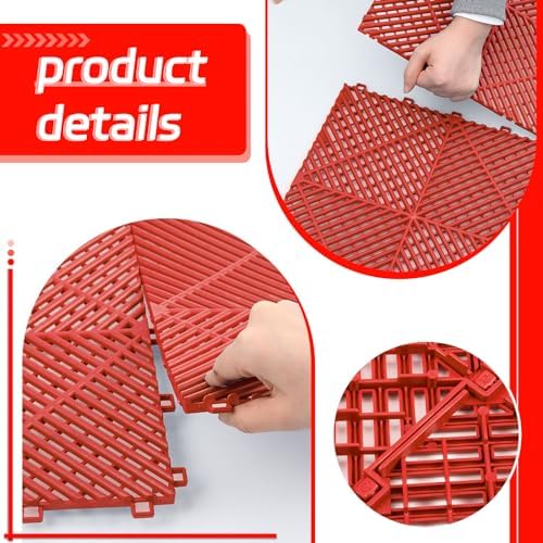 Barydat 24 Pcs 12x12 Garage Floor Tiles Interlocking Drainage - Image 3