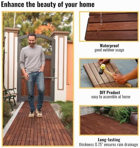 Acacia Wood Interlocking Deck Tiles - Image 4
