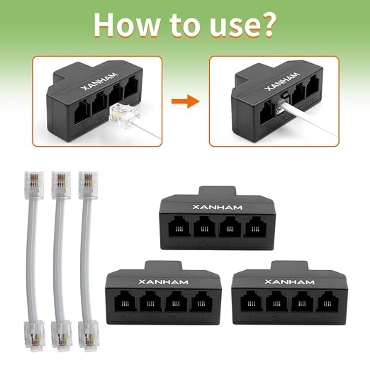 RJ11 Cable 4 Way Splitter 6P4C Connector Phone Line Cord Adapter - Image 5
