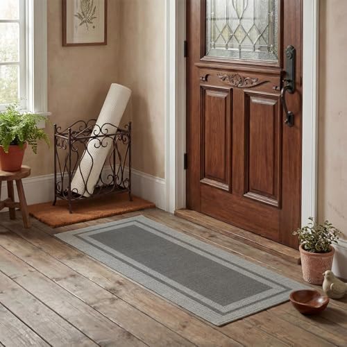 Artoid Mode Grey Absorbent Rectangle Non-Skid Doormat, Home Mats Non Slip - Image 2
