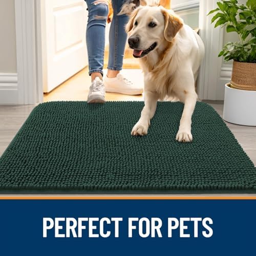 OLANLY Dog Door Mat for Muddy Paws 59x35, Super Absorbent Chenille Mud Mat - Image 6
