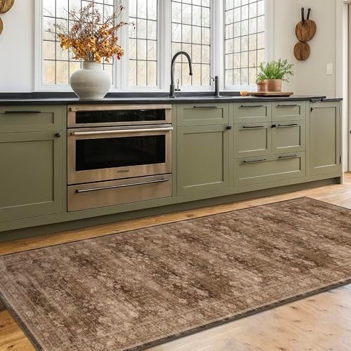 Brown Boho Washable 2x7 Runner Rugs - Image 3
