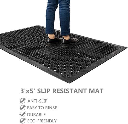 ROVSUN Rubber Floor Mat with Holes, Anti-Fatigue/Non-Slip Drainage Mat - Image 2