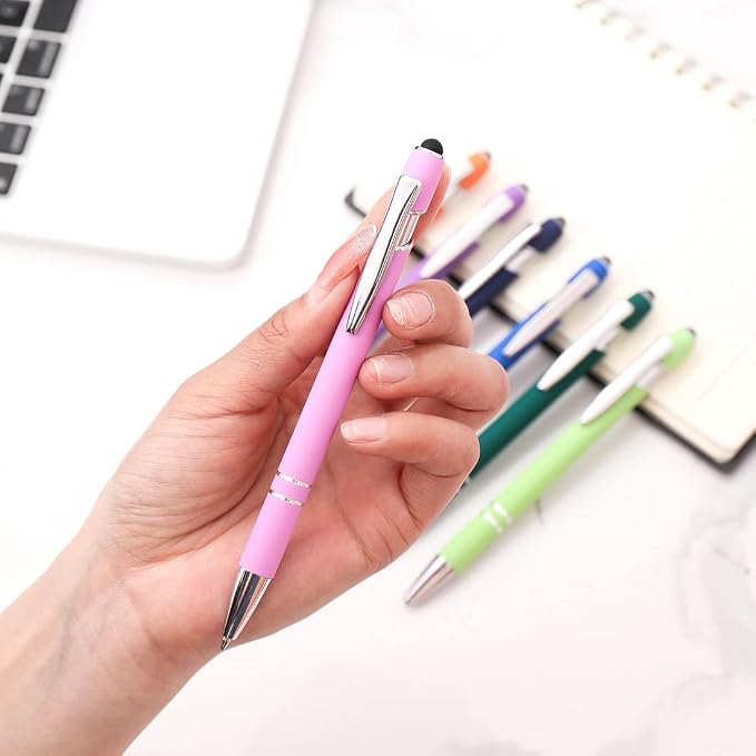 Oddmoal Ballpoint Pen with Stylus Tip, Soft Touch Click Metal Pen, 1.0mm Medium - Image 5