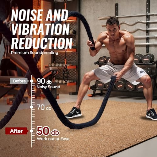 SUPERJARE 0.4'' Thick 12 Pcs 48 Sq Ft Rubber Top Exercise Equipment Mats - Image 4