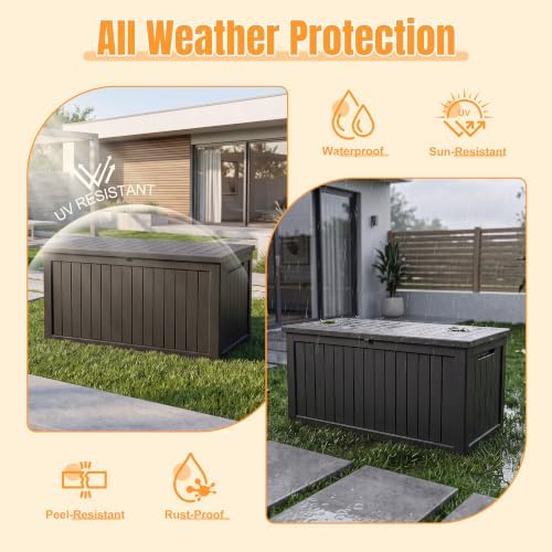 Outdoor Storage Box, 370 Gallon Waterproof Resin Deck Box - Image 2